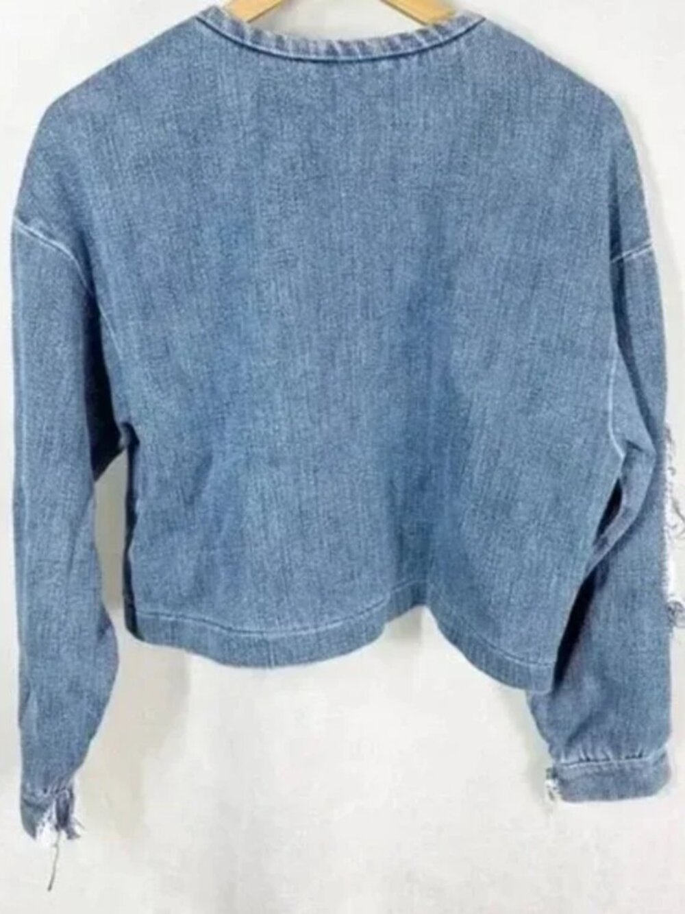 Designer Fall-Winter 2018 Ready-To-Wear Collection Distressed Denim Top Sweater - Picture 9 of 16